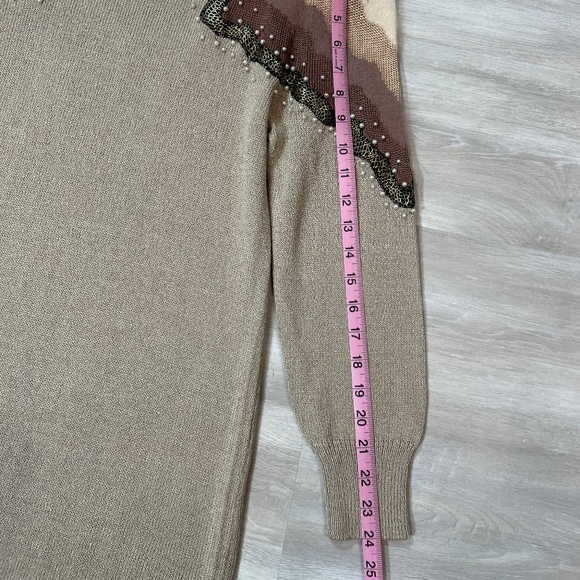 VTG CAROLE M. STUDIO Cocktail Dress Beige Size S Rayon Angora Rabbit Hair - Picture 13 of 15